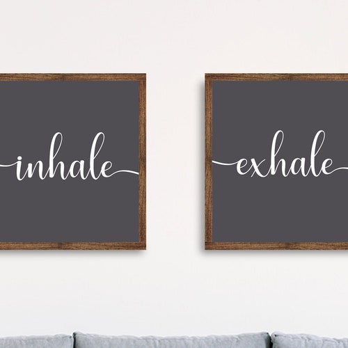 Inhale Exhale 2 Framed Canvas Wall Decor Background Color & Etsy