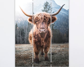 Highland Cow on Hanging Pallet, Cute Cow Home Decor, Farmhouse Rustic Wall Signs, Highland Cow Decor, personalized wooden photo print
