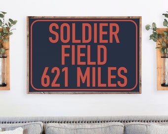 Chicago Bears Inspired Stadium Sign — Soldier Field, Sports Signs, Man Cave Sign, Framed Canvas Print Wall Decor, Size & Stain Variations