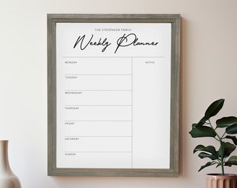 Weekly Organization Dry-Erase Board — FRAMED Customizable Vertical 24" x 18" Minimalistic Decorative Family Planner, Modern Whiteboard