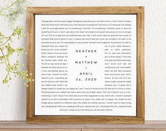 Our Vows Word Wrap, Custom Framed Wedding Print on Canvas, Anniversary Gift, Multiple Sizes and Frame Options Available