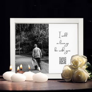 Custom Memorial Voicemail with QR Code and Photo — Loss of loved one gift, Wood Framed, Unframed and Hanging Rope Board Canvas Available