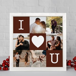 I Love You - Six Photo V-Day Collage - Your Custom Photos Printed on Canvas, Handmade Gifts For Dad, Anniversary Day Present, Birthday Gift