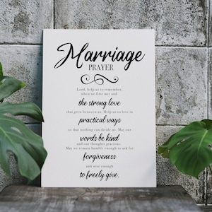 Marriage Prayer -  Religious Wedding Gift, Customizable Gift for Newlyweds, Framed, Unframed, or RopeBoard Canvas Decor, Farmhouse Decor