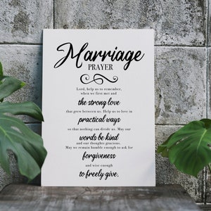 Marriage Prayer -  Religious Wedding Gift, Customizable Gift for Newlyweds, Framed, Unframed, or RopeBoard Canvas Decor, Farmhouse Decor