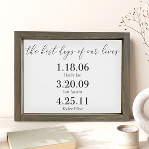 Best Days Custom Framed Canvas, Multiple Sizes, Background Colors and Stain Options, Anniversary Gift, Birthday Gift, Mothers day gift