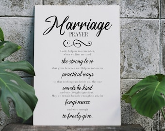 Marriage Prayer -  Religious Wedding Gift, Customizable Gift for Newlyweds, Framed, Unframed, or RopeBoard Canvas Decor, Farmhouse Decor