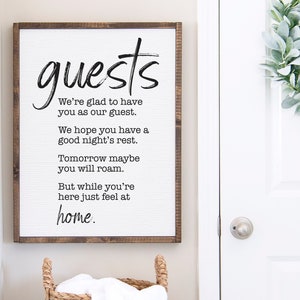 Guests — Guestroom Framed Canvas Print, Farmhouse Inspired Home Decor, Poem Wall Signs, Bedroom & Living Room Canvas Decor