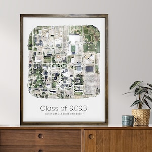 College Campus Watercolor Portrait — Watercolor Effect on Framed Canvas, Graduation Gift Ideas, Customizable Graduating Class Decor