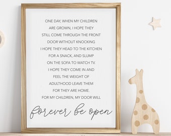 One Day When My Children Are Grown — Framed Canvas Wall Decor, Many Sizes Colors and Stain Options, Custom Framed, Family Poem