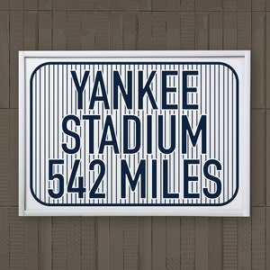 NY Yankees Inspired Striped Stadium Sign — Baseball Uniform Sign, Framed Canvas Print Wall Decor, Stain Options, Father&#39;s Day Gift