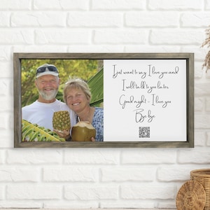 Memorial Voicemail Gift with QR Code and Photo — Custom Loss Framed Canvas Gift Idea, Unframed and Hanging Rope Board Options Available