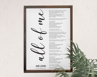 Song Lyrics Wall Art on Canvas, Add Names + Date, Modern Wedding Gift, Background Color, Size, & Stain variations