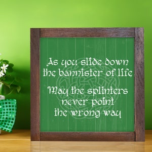 Funny Irish Blessing — St Patrick's Day Decor, Celtic Signs, Irish Toasts, FAUX Wood Texture on Canvas; Framed, Unframed, Rope Board options