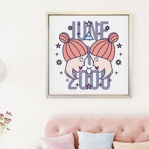 Impression Pop Art Gémeaux — Impression d'anniversaire du zodiaque personnalisée, toile encadrée, signes astrologiques, cadeau bébé, cadeaux d'anniversaire, dessins de tarot