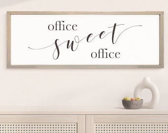 Office Sweet Office Decor — Custom Framed Canvas Home Office Decor, Funny Cute Office Gift Ideas, Background Color & Stain Options