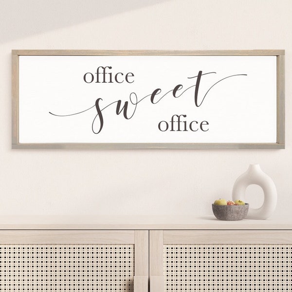 Office Sweet Office Decor — Custom Framed Canvas Home Office Decor, Funny Cute Office Gift Ideas, Background Color & Stain Options