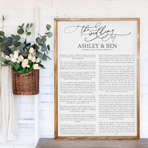 Vows Framed, Custom Framed Wedding Vows, Ceremony Script Display on Canvas, Anniversary Gift, Vow Keepsake, Vow Renewal Wall Art