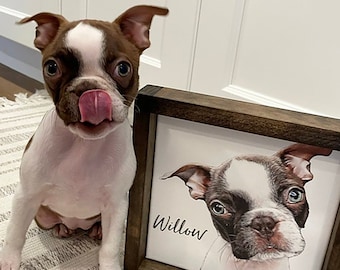 Custom Framed or Unframed Pet Portrait on Canvas — Oil Effect Custom Portrait, Pet Loss Gift, Pet Parent Sign, Housewarming Gift