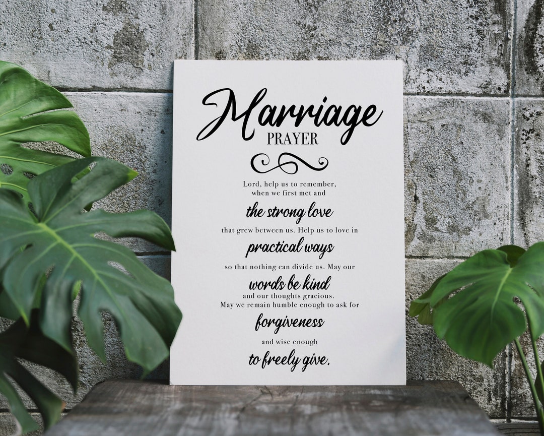 Marriage Prayer Religious Wedding Gift, Customizable Gift for Newlyweds