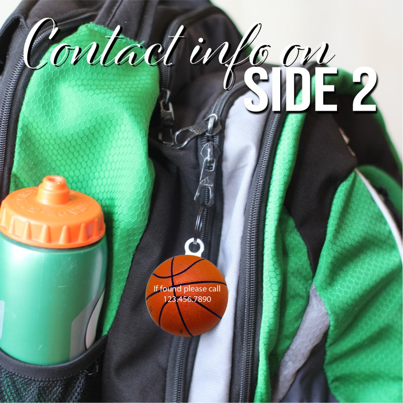 Basketball Bag Tag Keychain Personalization on Each Side With Etsy