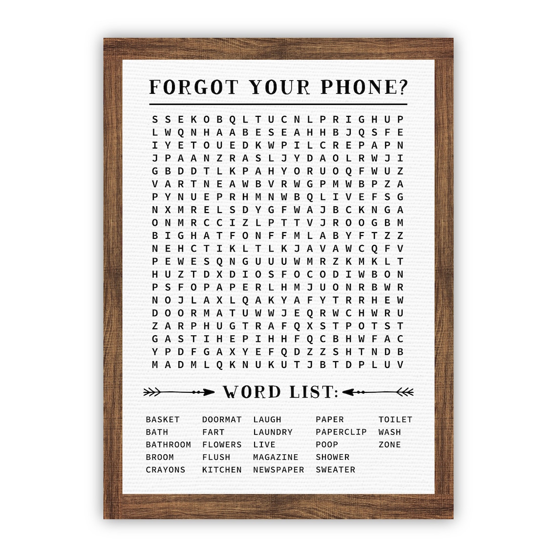 Bathroom Word Search Canvas Print Bathroom Decor Funny - Etsy