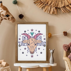 Impression Pop Art Capricorne — Impression d'anniversaire du zodiaque personnalisée, toile encadrée, signes astrologiques, cadeau bébé, cadeaux d'anniversaire, dessins de tarot