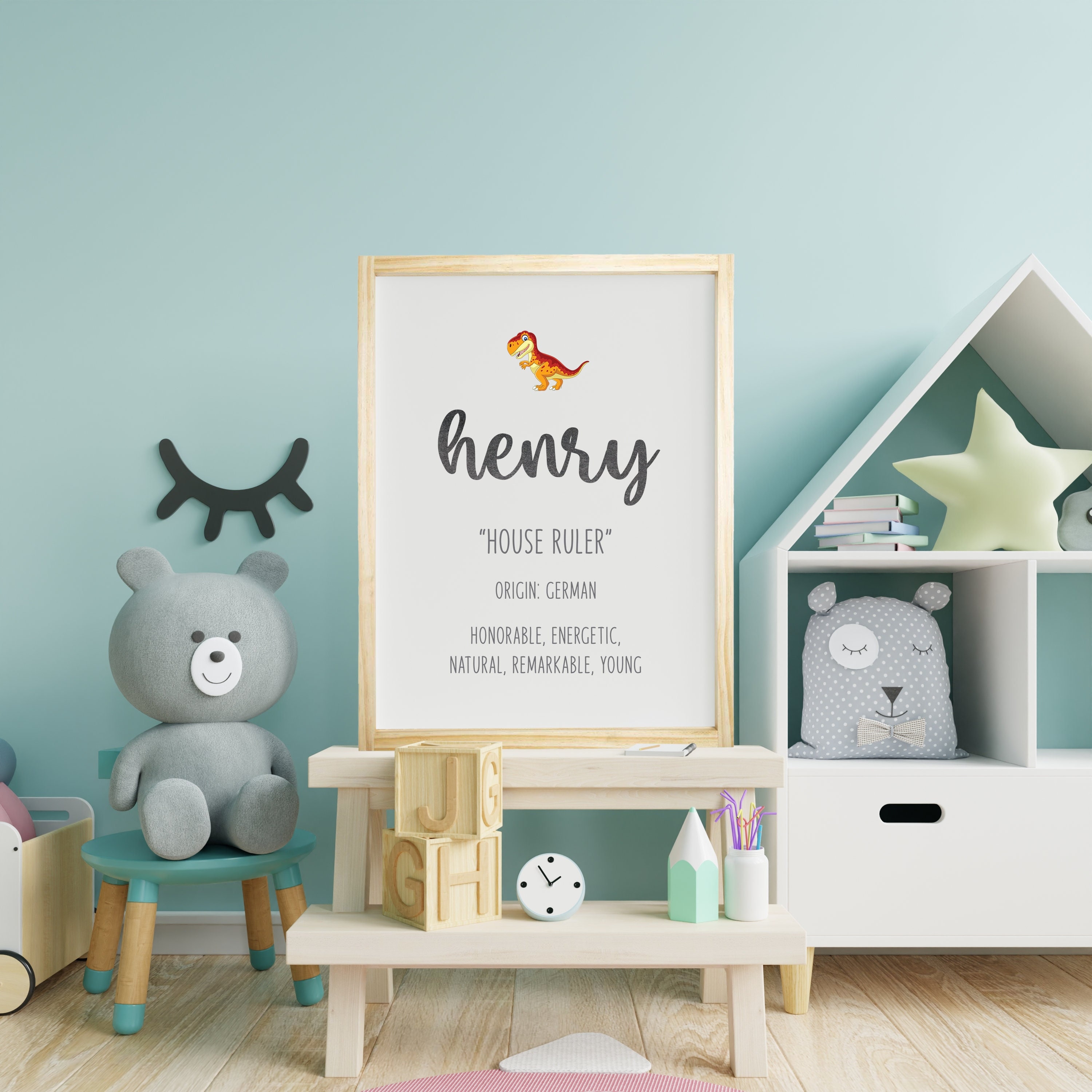 Henry Name Meaning, Custom Boy Names, Nursery Wall Hangings, Baby Shower Gifts, Canvas, Gender Neutral Art, Framed, Unframed or Rope Board