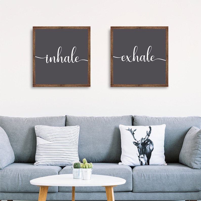 Inhale Exhale 2 Framed Canvas Wall Decor Background Color & Etsy