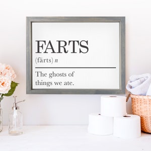 Farts: The Ghosts of Things We Ate — Funny Bathroom Wall Decor, Adult Humor Signs, Bathroom Decorations, Custom Framed Canvas Wall Hangings