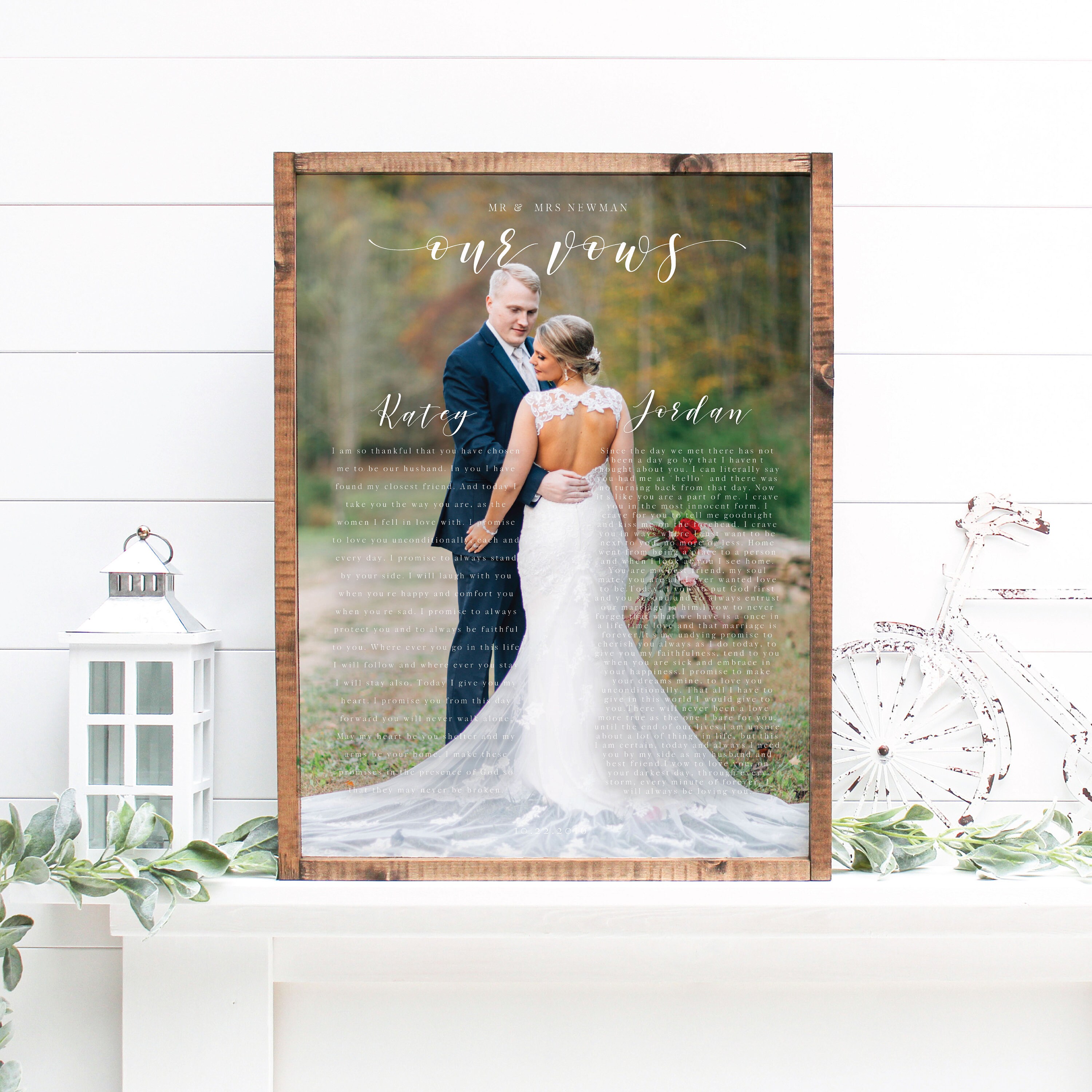 Our Wedding Vows Custom Framed Wedding Vows Print on Canvas Etsy