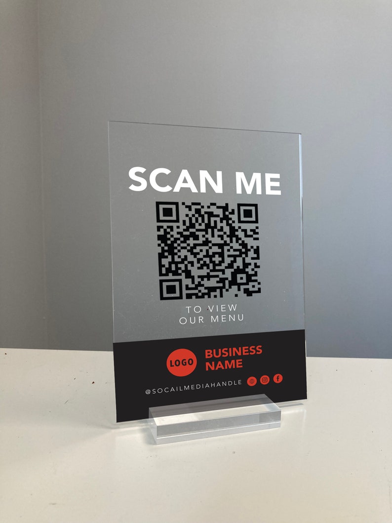 Scan Me to View Our Menu — QR Code Custom Acrylic Business Display ...