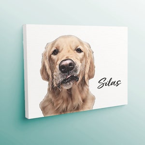 Custom Dog portrait from photo on unframed canvas with oil paint effect of pet, High-quality canvas wall art of personalized dog portraits