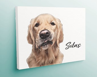Custom Pet Photo Print Canvas — Upload Your Image, Photo with Oil Effect on Stretched Canvas, Personalized Gift, Minimalist Decor