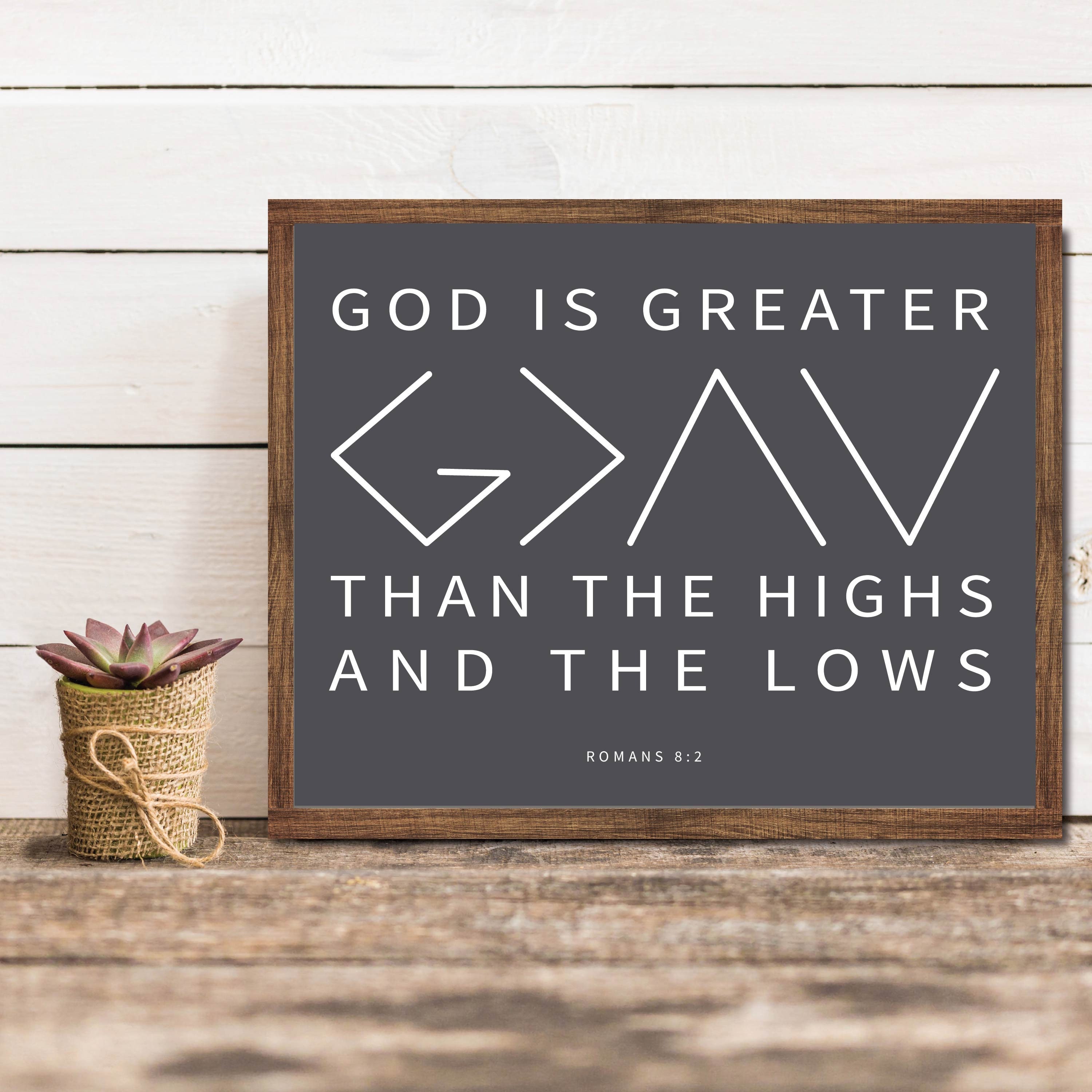 God is Greater Than the Highs and Lows Romans 82 Canvas Wall Etsy