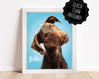 Custom Oil Effect Pet Portrait with Halo — Framed Canvas, Unframed Canvas, Digital File Options Available! Gifts for Pet Parents, Pet Loss
