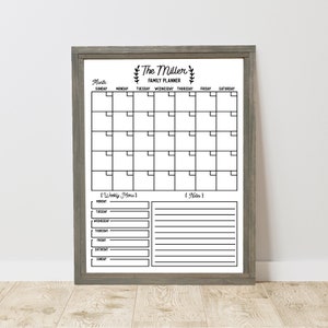 Whiteboard Calendar FRAMED Customizable Vertical Dry-Erase Board, Organization Decor, 24&quot; x 18&quot;, Decorative Family Planner