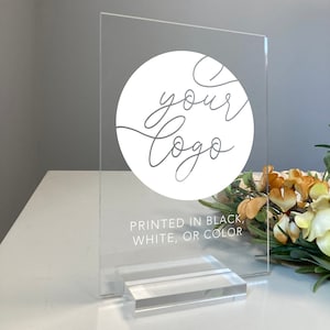 Print Your Logo on an Acrylic Sign — Create Your Own Minimalistic Acrylic Plaque with Clear Custom Stand, Small Personalizable Clear Acrylic