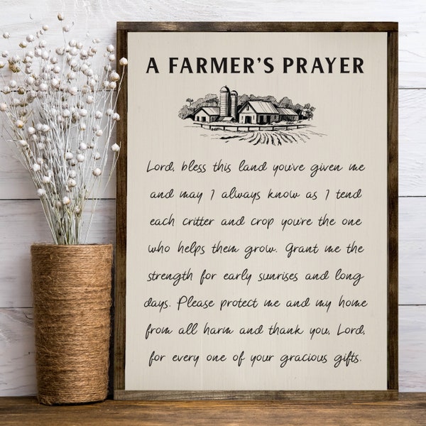 A Farmer's Prayer — Framed or Unframed Canvas Sign, Farmhouse decor, Motivational Farmhouse , Religious Artwork, Gift for Rancher