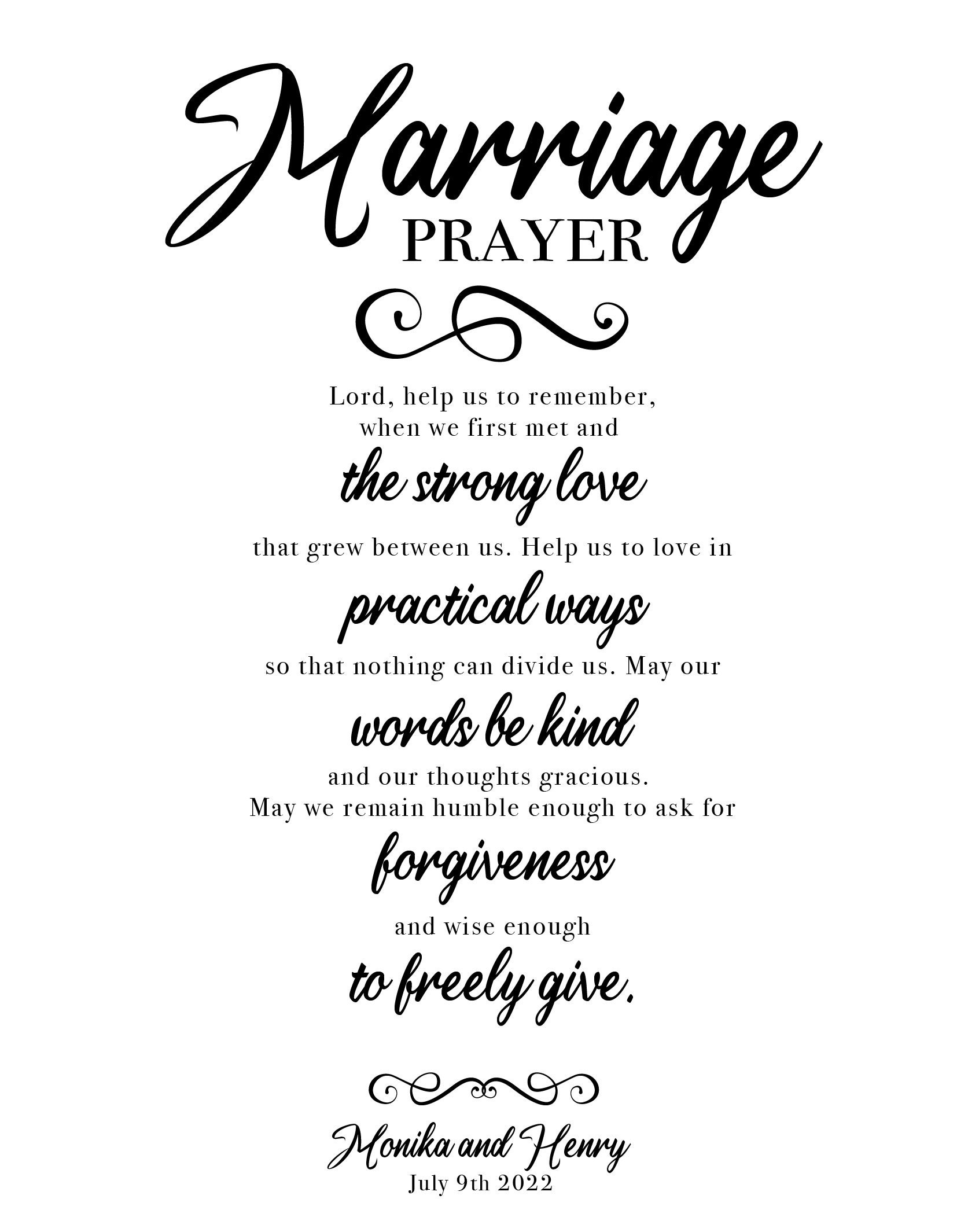 Marriage Prayer Religious Wedding Gift Customizable Gift Etsy Canada