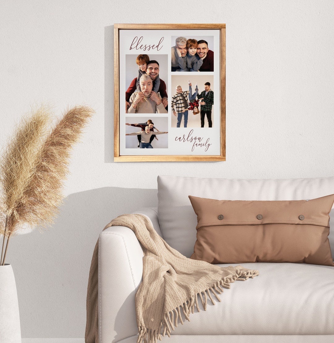 Blessed Custom Family Collage, Four Photo Canvas Print Collage ...