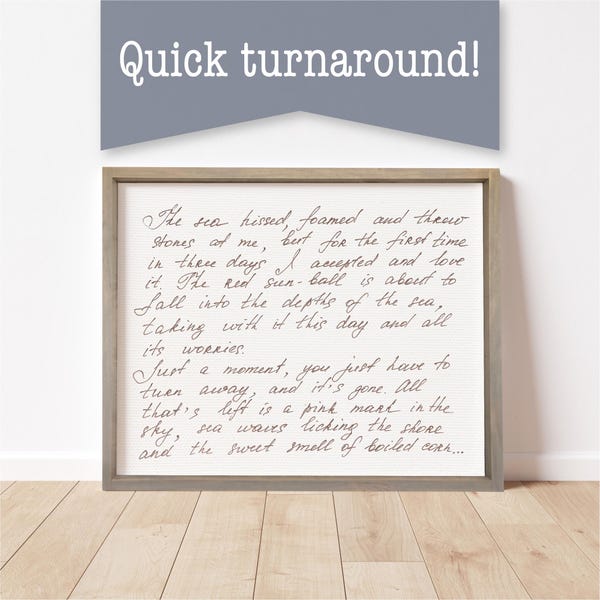 Your Handwriting on Framed & Unframed Canvas — Digital File Options Available! Custom Home Decor, Personalized Signs, Modern Farmhouse