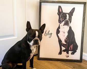 Dog Portrait canvas for personalized gifts from photo — Wood Framed Canvas, Custom Oil Effect, Upload Your Image, Mother's Day Gift