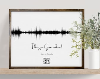 Soundwave Art QR Code Canvas — Memorial Voicemail Gift, Custom Framed Canvas Gift Idea, Personalized Wall Art