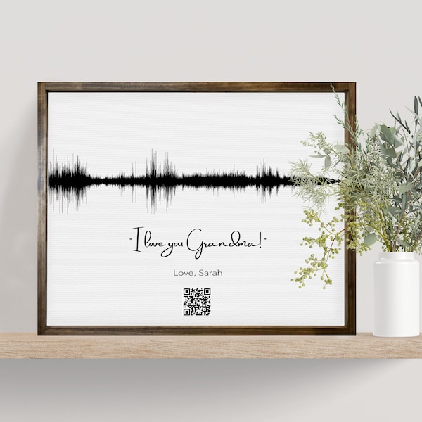 Soundwave Art QR Code Canvas — Memorial Voicemail Gift, Custom Framed Canvas Gift Idea, Personalized Wall Art