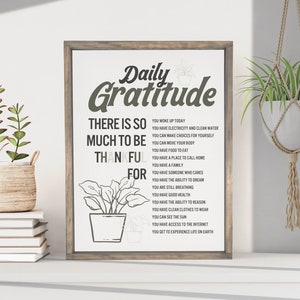Daily Gratitude: Be thankful — Retro Wall Decor, Dorm Room Decor, Framed Canvas Wall Signs, Thanksgiving Decor, Inspirational Gift Idea