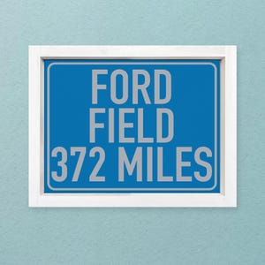 Detroit Lions Inspired Stadium Sign — Ford Field, Sport Sign, Man Cave Sign, Framed Canvas Print Wall Decor, Size and Stain Color Variations