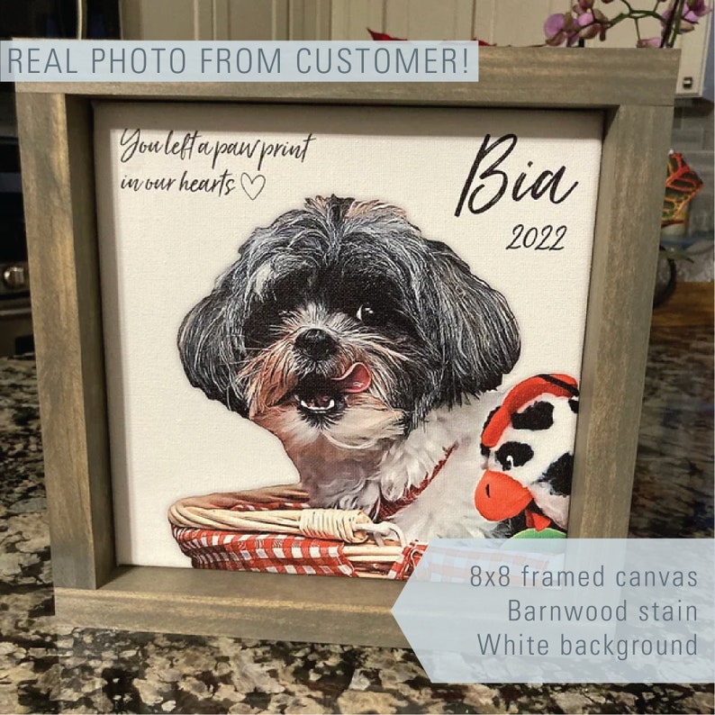 Custom FRAMED Oil Effect Pet Portrait Your Pet on a Canvas Print, Many Sizes Available, Custom Frame, Pet Loss Gift, Dog Lover Sign image 2