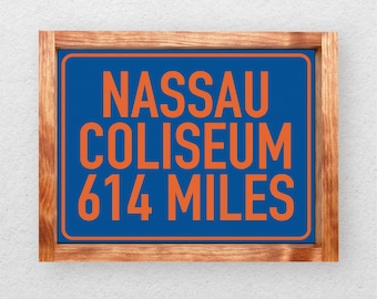 New York Islanders Inspired Stadium Sign — Nassau Coliseum, Sports Sign Man Cave Sign, Framed Canvas Wall Decor