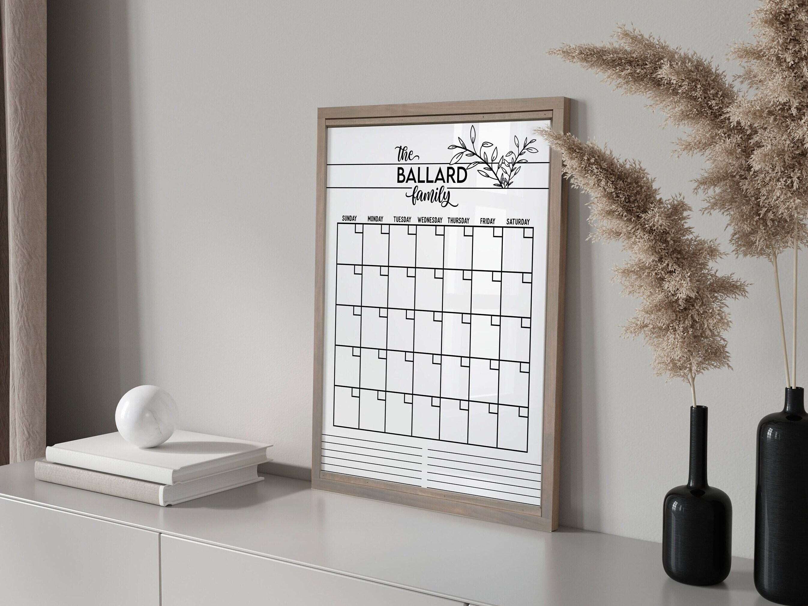 Calendar Chalkboard Dry-erase Framed Wall Calendar Tall calendar Minimalist  Calendar dry-erase calendar perpetual calendar #1803 